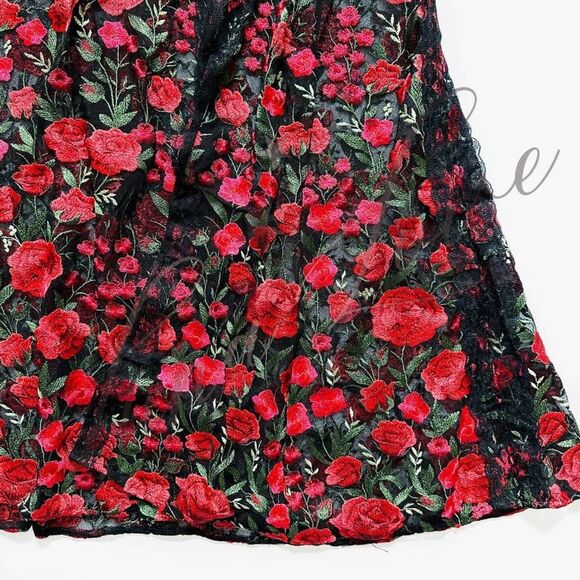 FOR LOVE & LEMONS Araceli Maxi Dress In Red Embroidered Floral NWT - Picture 6 of 12